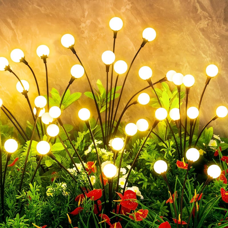 vignuto Solar Lights Outdoor Waterproof,6 Packs 48LED, Garden Decor, Patio Decor, Firefly Lights Solar Outdoor, Unique Gifts for Women - Image 1